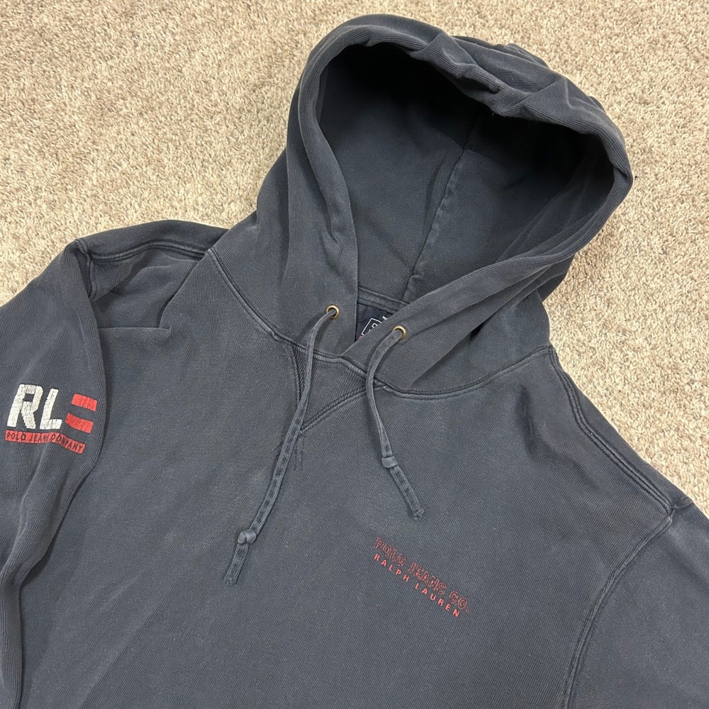 Polo‎ Ralph Lauren Hoodie Polo Jeans Co XL Navy Blue Vintage Graphic Sleeve RL